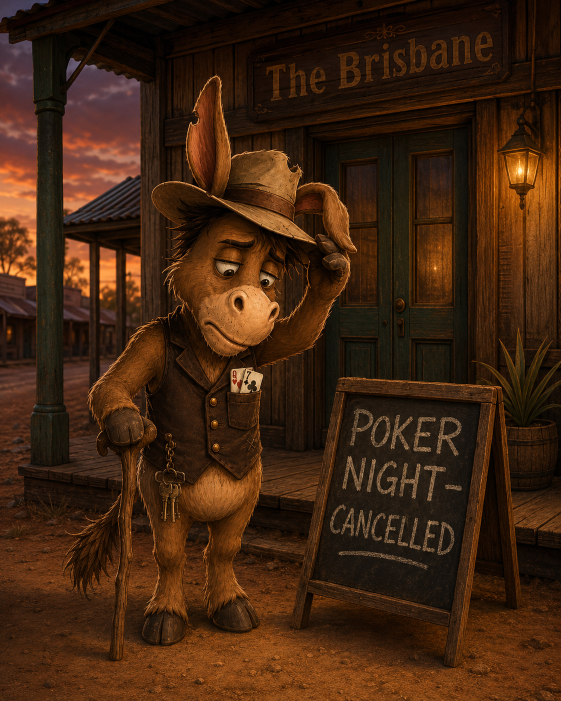 Donk at a closed pub door